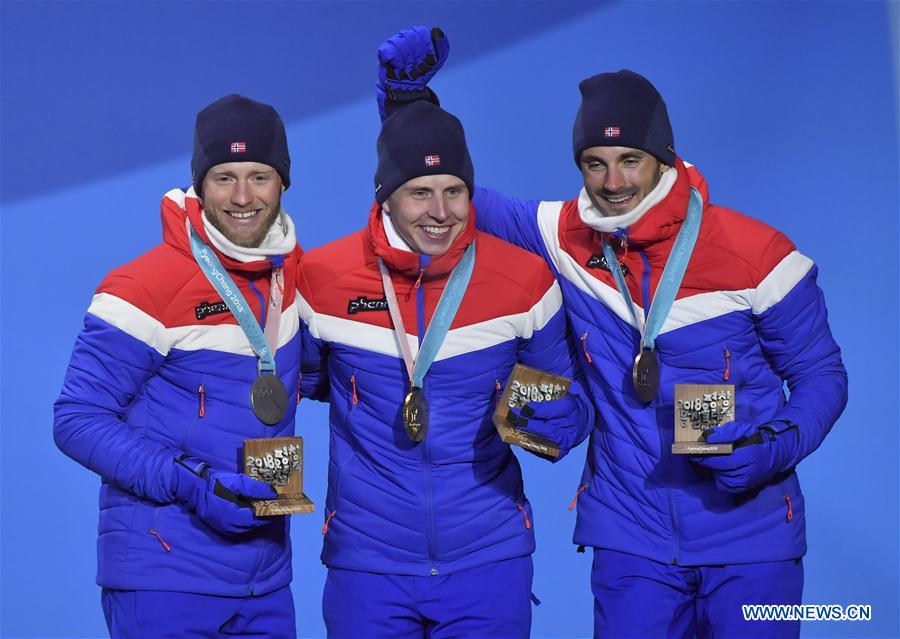 (SP)OLY-SOUTH KOREA-PYEONGCHANG-CROSS COUNTRY SKIING-MEN'S 15KM+15KM SKIATHLON-MEDAL CEREMONY