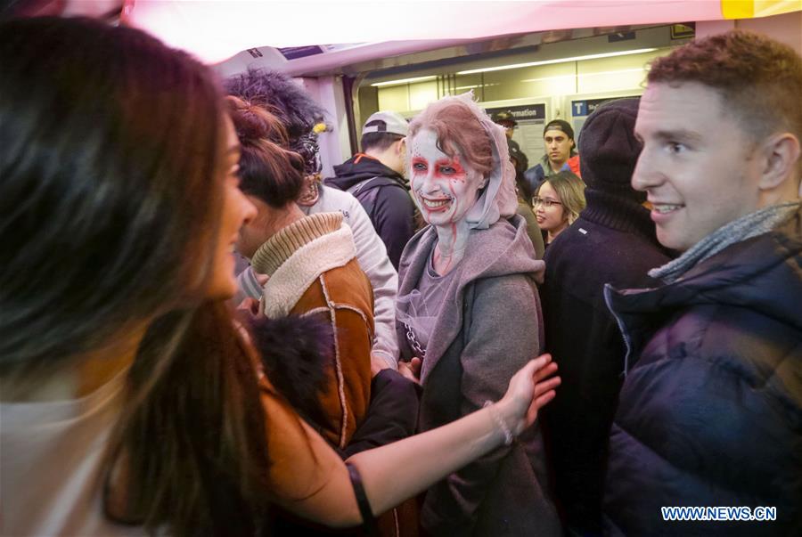 CANADA-VANCOUVER-HALLOWEEN-SKYTRAIN PARTY