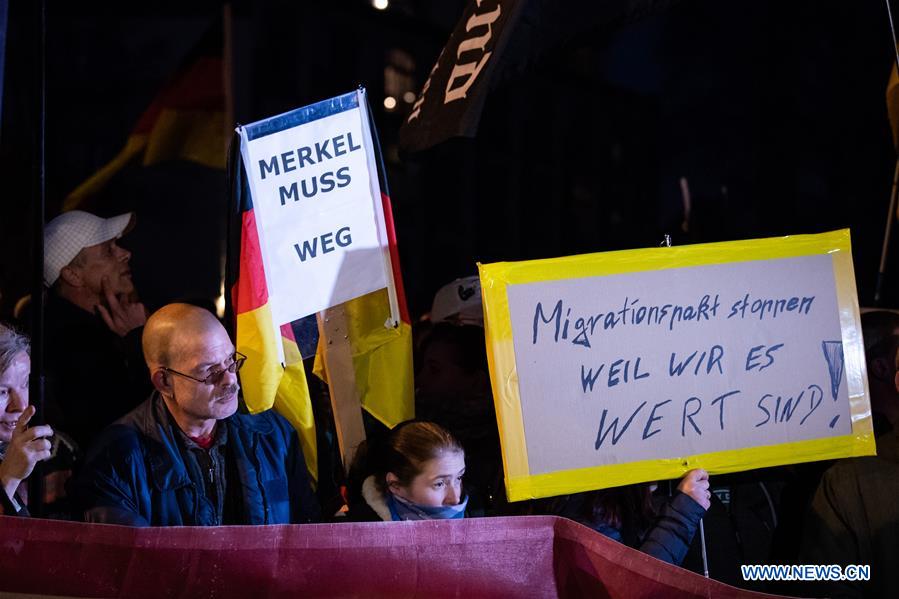 GERMANY-CHEMNITZ-MERKEL-DEMONSTRATION