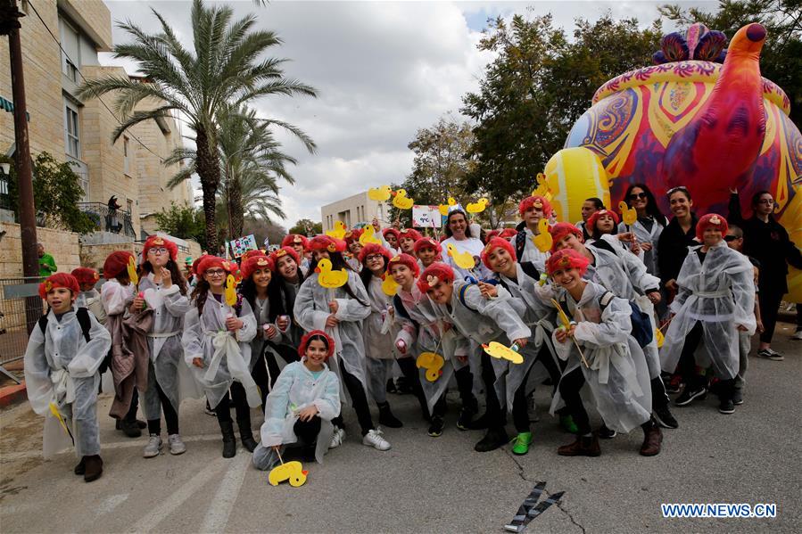 MIDEAST-MODI'IN-PURIM-CELEBRATION