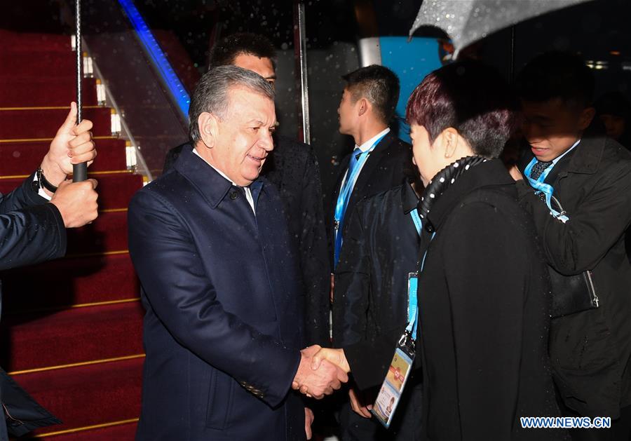 (BRF)CHINA-BEIJING-BELT AND ROAD FORUM-UZBEK PRESIDENT-ARRIVAL (CN)