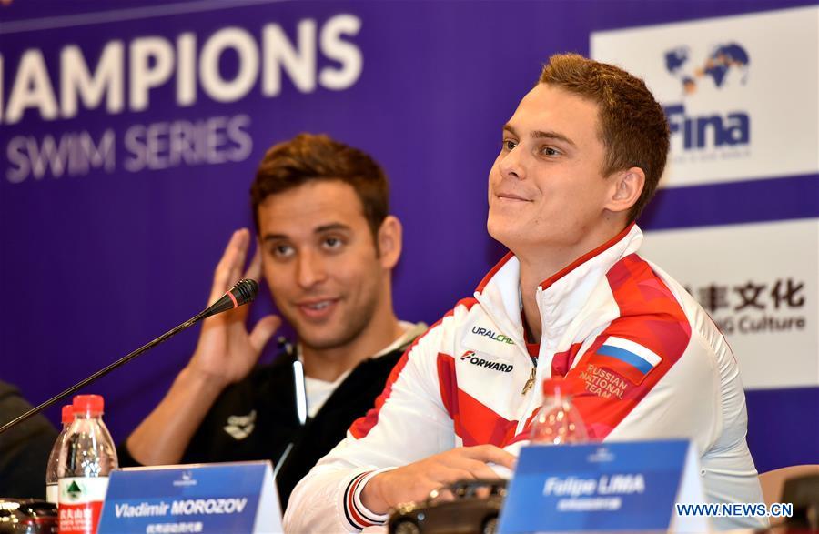 (SP)CHINA-GUANGZHOU-SWIMMING-FINA PRESS CONFERENCE