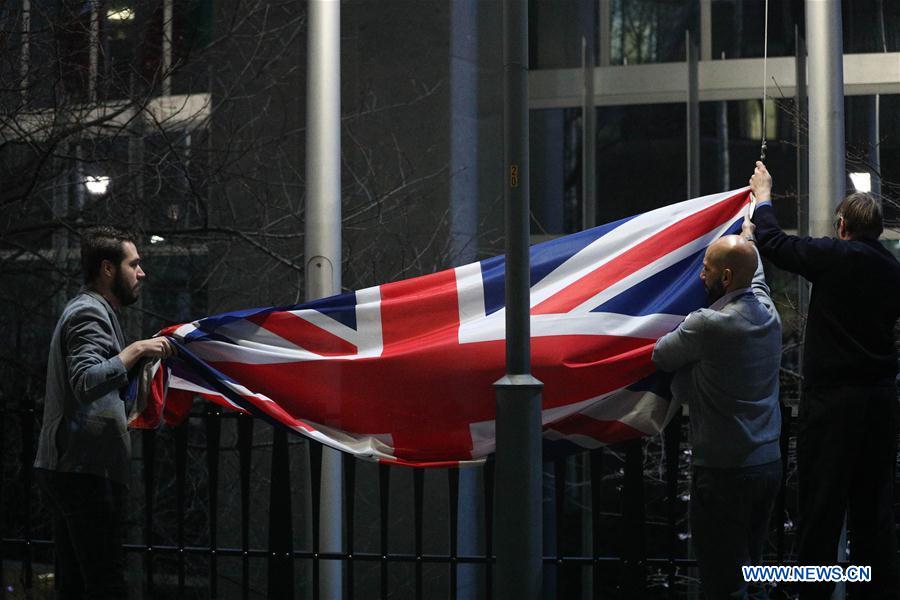 BELGIUM-BRUSSELS-UK-BREXIT-FLAG LOWERING