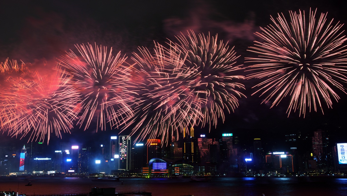 Fireworks show held to mark HK's 20th return anniversary