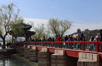 People visit Summer Palace to enjoy spring view in Beijing